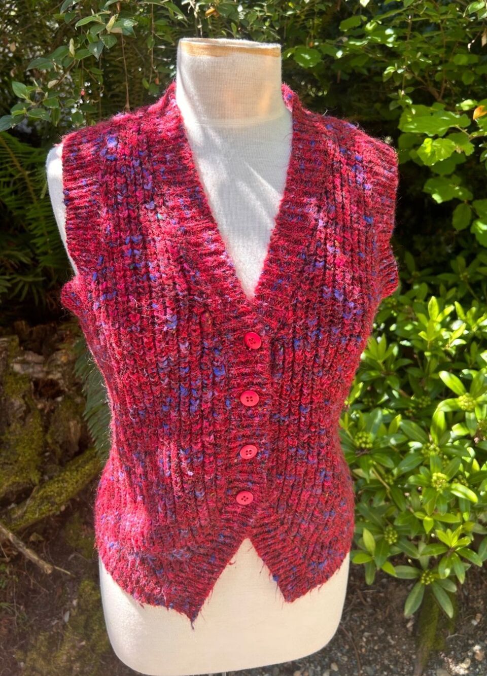 Vintage D.D Sloan pink purple cardigan sweater vest marl knit v neck Medium